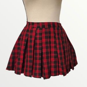 Fantasy Sheep Mini Skirt Pleated Plaid lined Punk Goth Women's Size Small